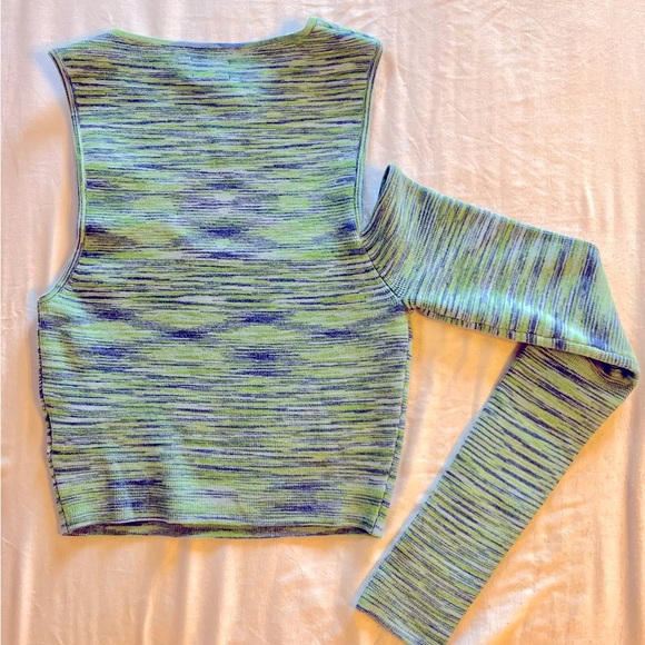 Camila Coelho Aideen Cut Out Knit Top in Blue Spacedye from REVOLVE - Picture 7 of 9